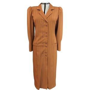 Vintage 1980s 80s Business Career Suit Dress 40 8 M Medium striped shirtdress JM
